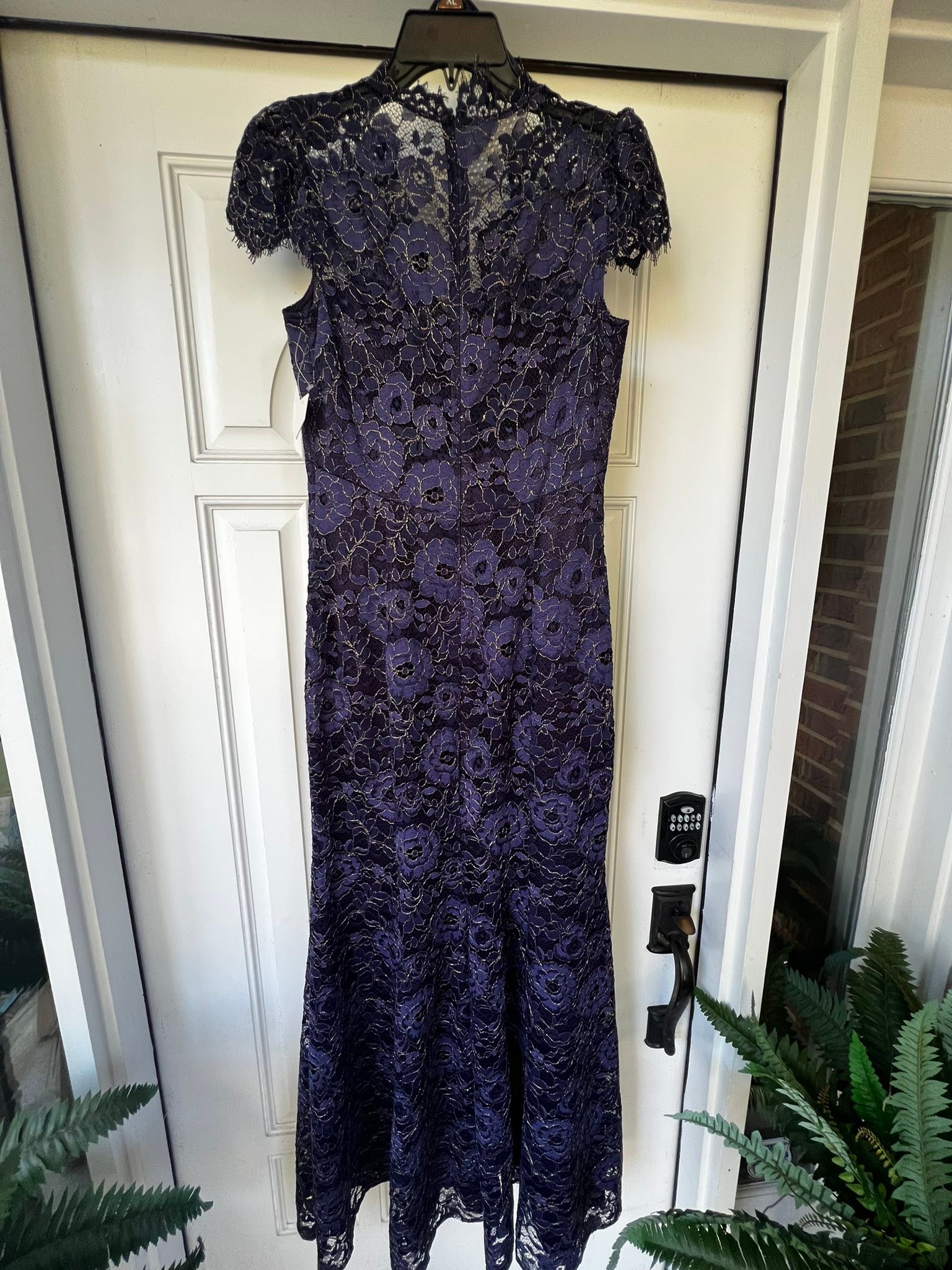 eliza j navy blue lace dress formal gown with gold accents Black Dresses For Petite global-sleeve_length-Sleeveless Balancing trend Color:M-Fuchsia