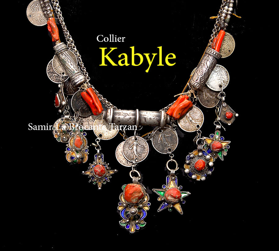 Collier Vintage Ethnic En Argent Massif - Pampilles Et Cannetilles - Occasion (manques)