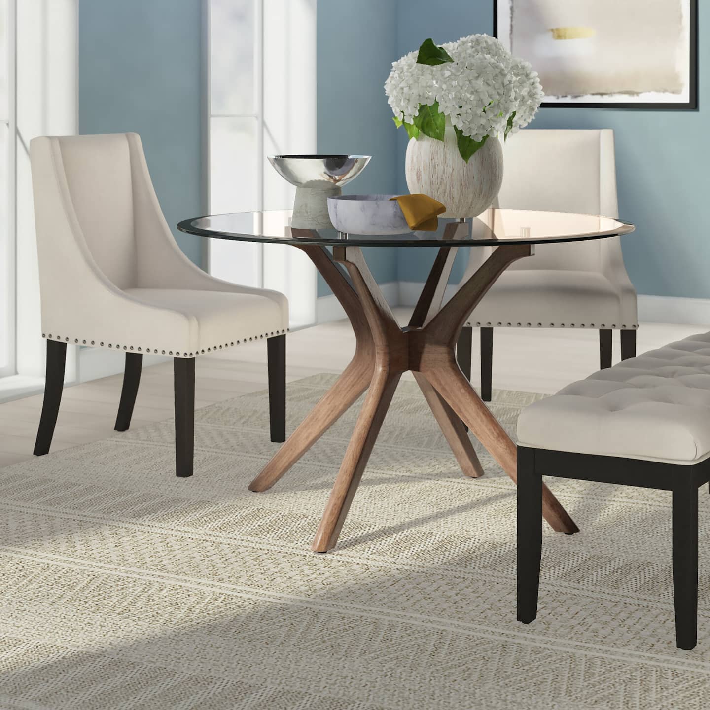 Decorium SA - Kara round glass top dining table with...