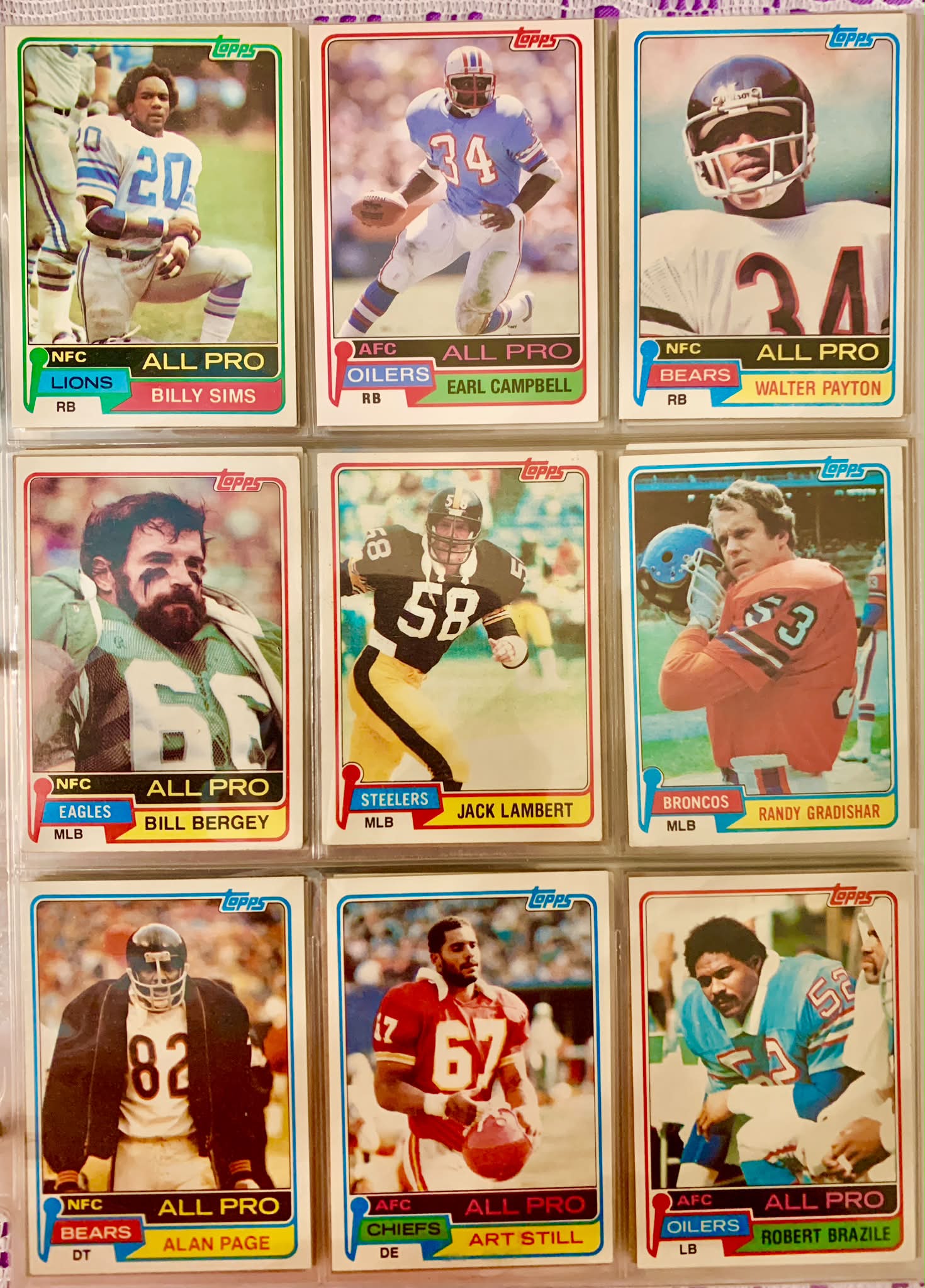 1981 NFL Football Cards Featuring Billy Sims and Earl Campbell