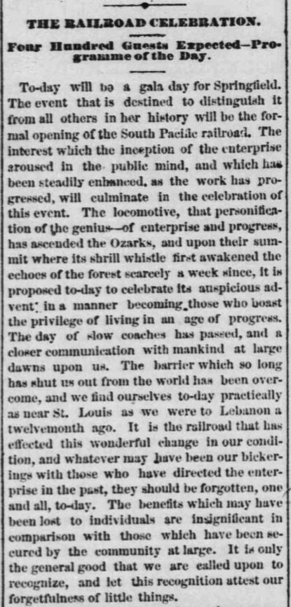 On this day in 1870, 150 years ago, Springfield (and the newly-created ...