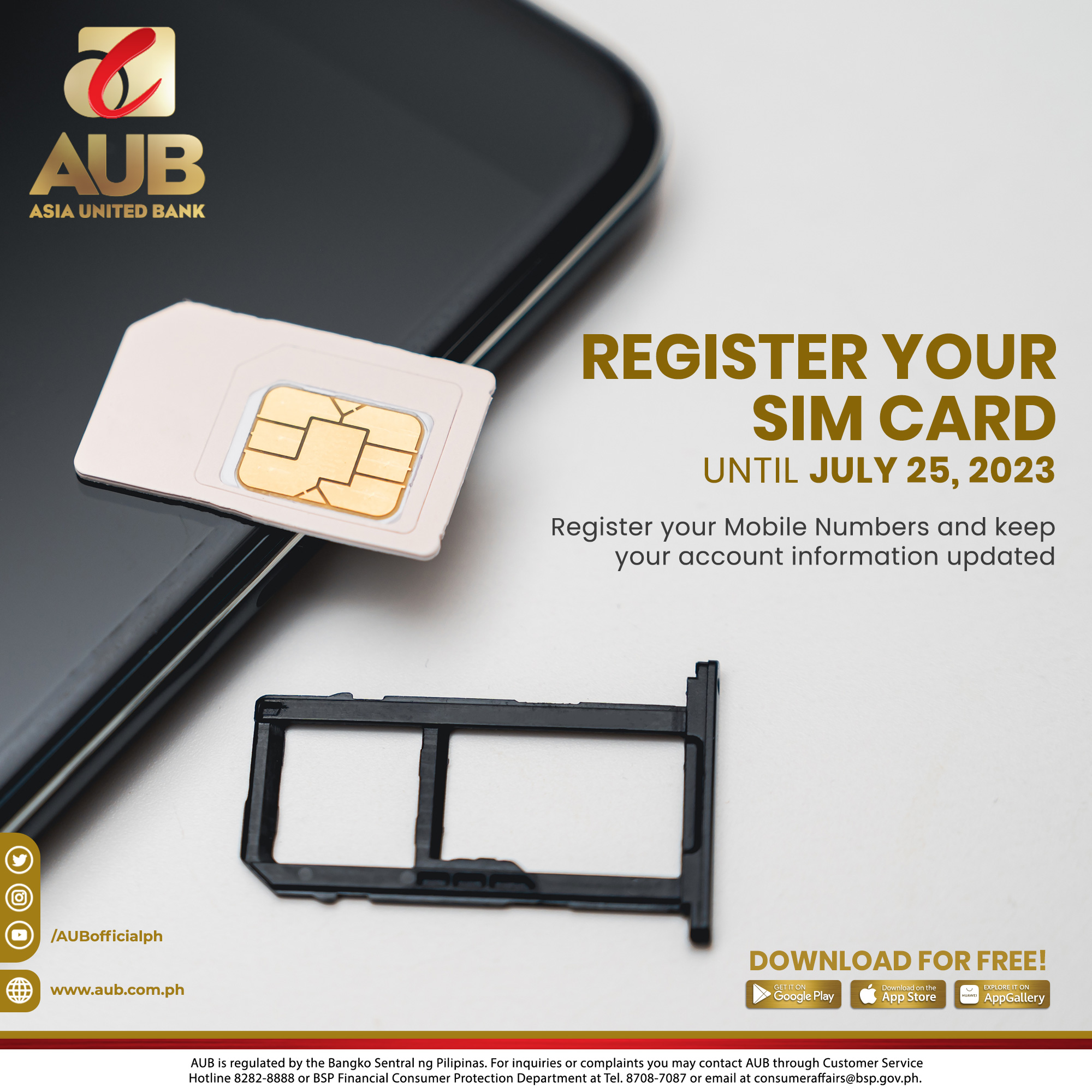 AUB.Official - We wish to remind you to register your SIM...