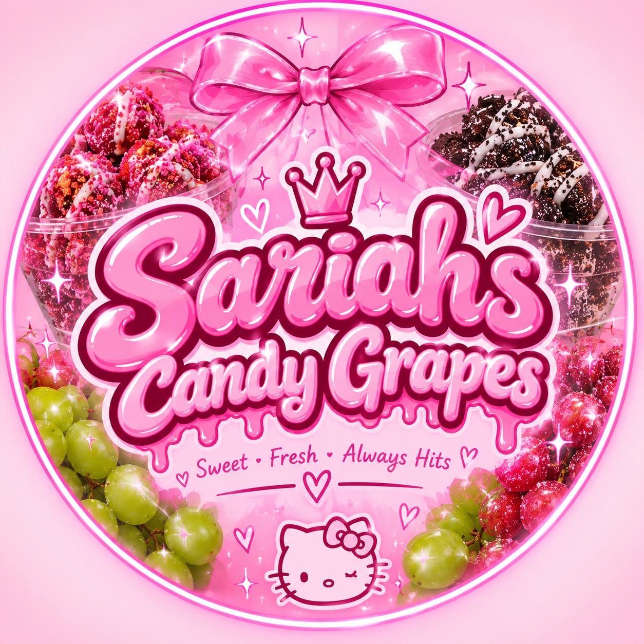 Candied green grapes and pineapple chunks with nerds and jolly