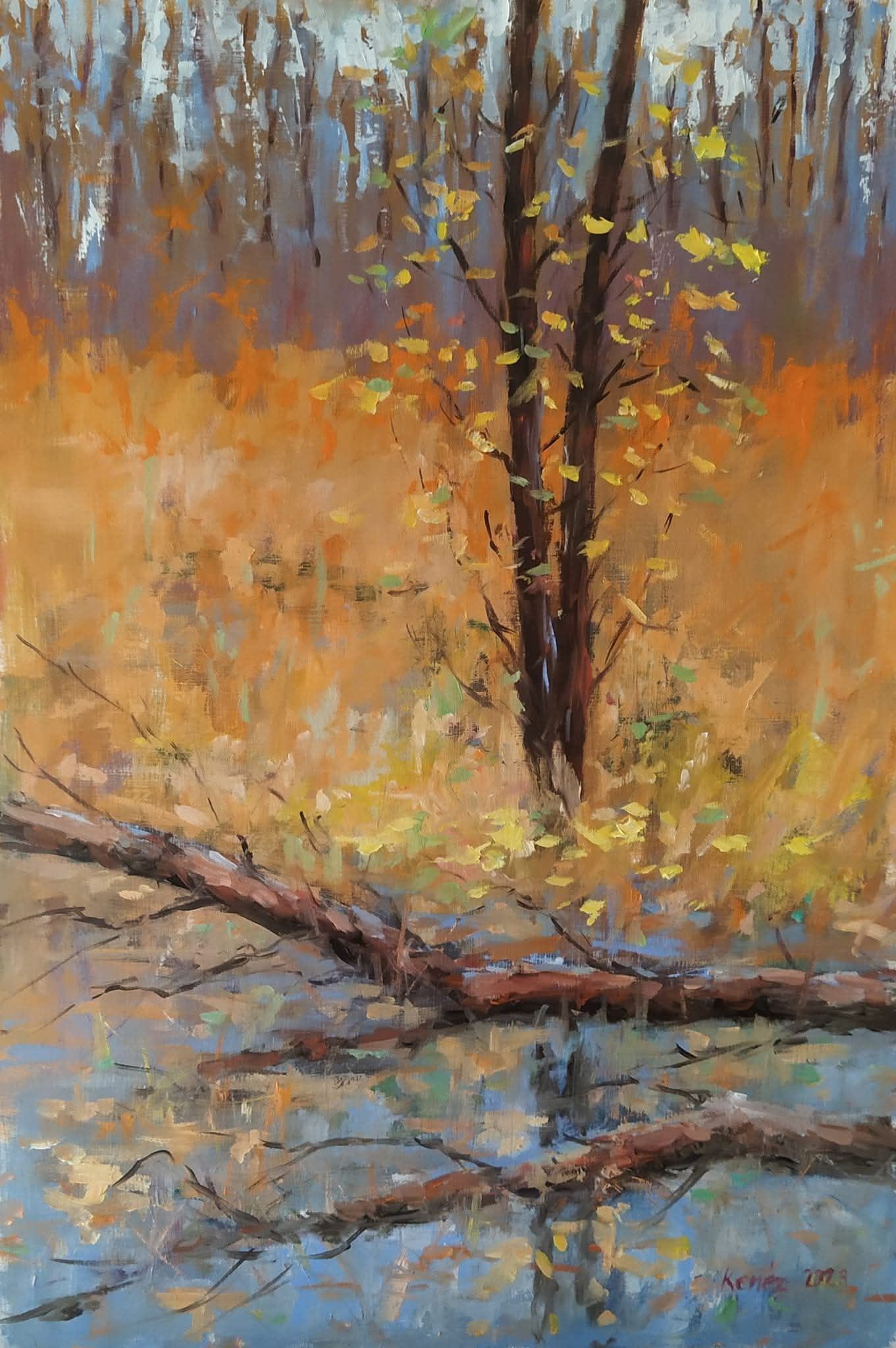 Autumn. Oil on wooden panel. 50 X 35 cm. By István Kenéz Hungary