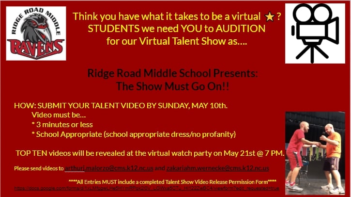 Ridge Road Middle School - TALENT SHOW 2020. All submissions are ...