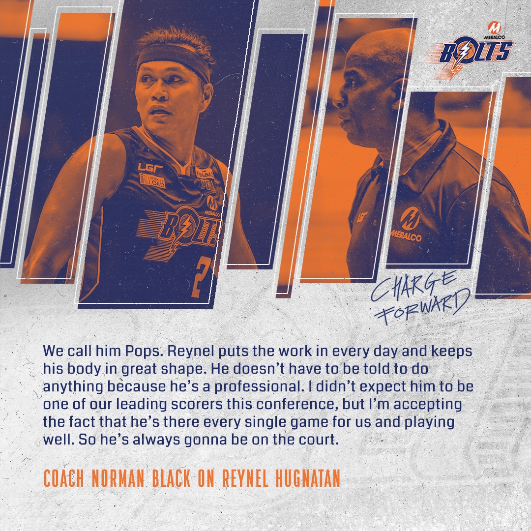 Meralco Bolts - Age is just a number for Reynel Hugnatan....