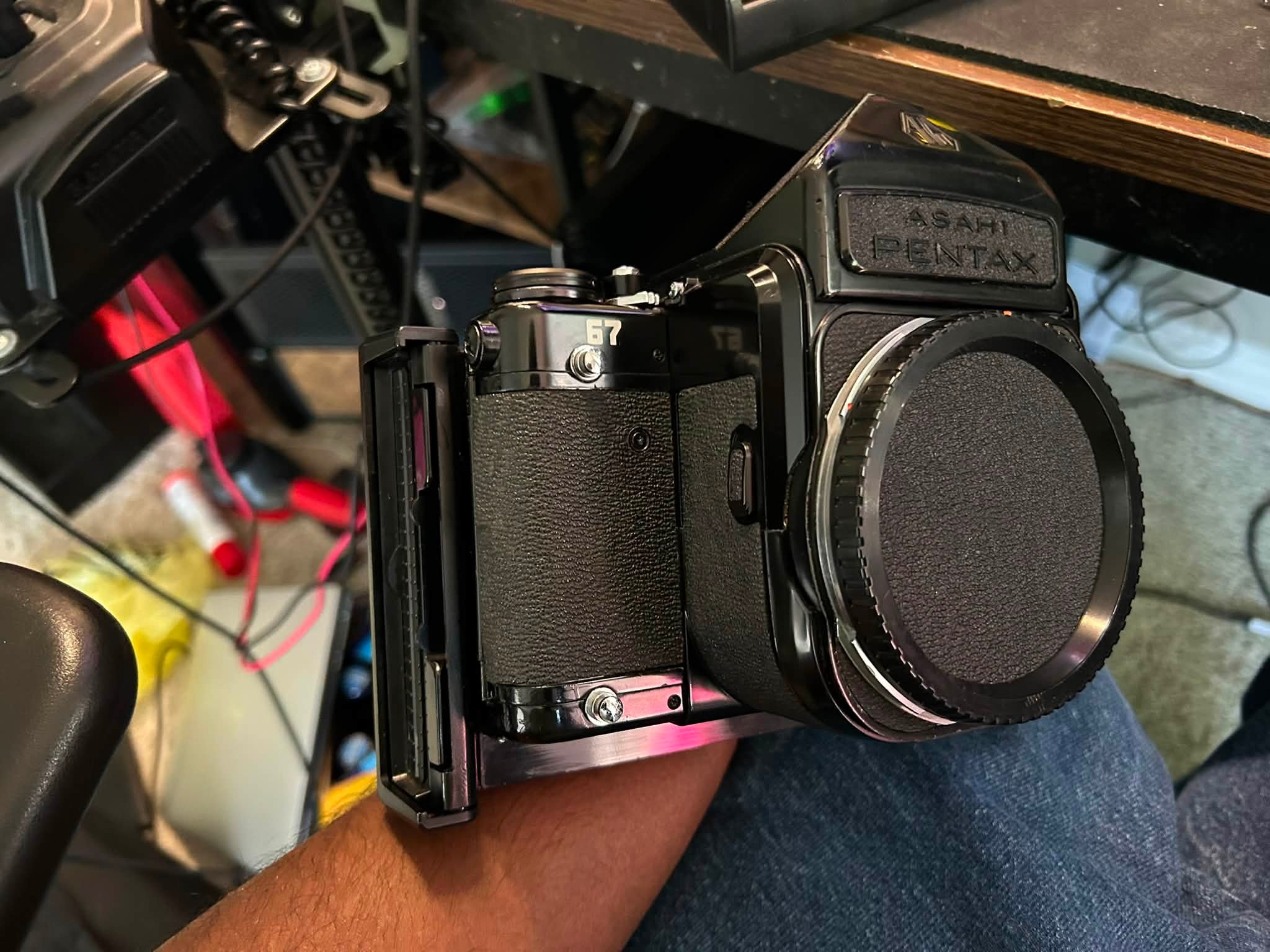 How to replace a Polaroid back with a normal film door on a Pentax