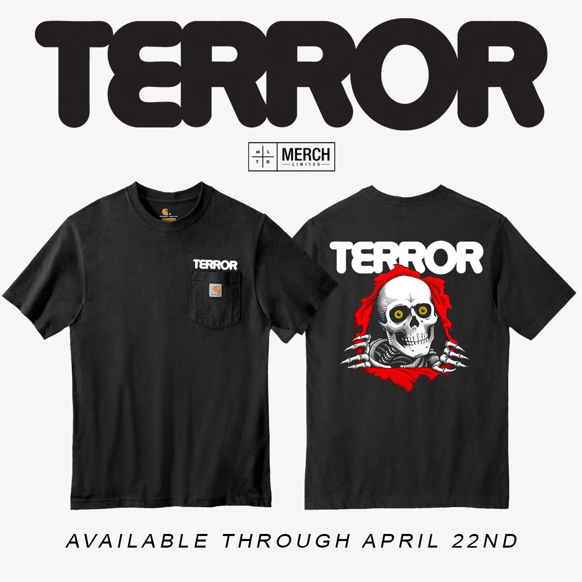 TERROR ポケットTシャツ　カーハート　パウエル　Powell リップオフ this limited INTEGRITY x CARHARTT shirt ends tonight