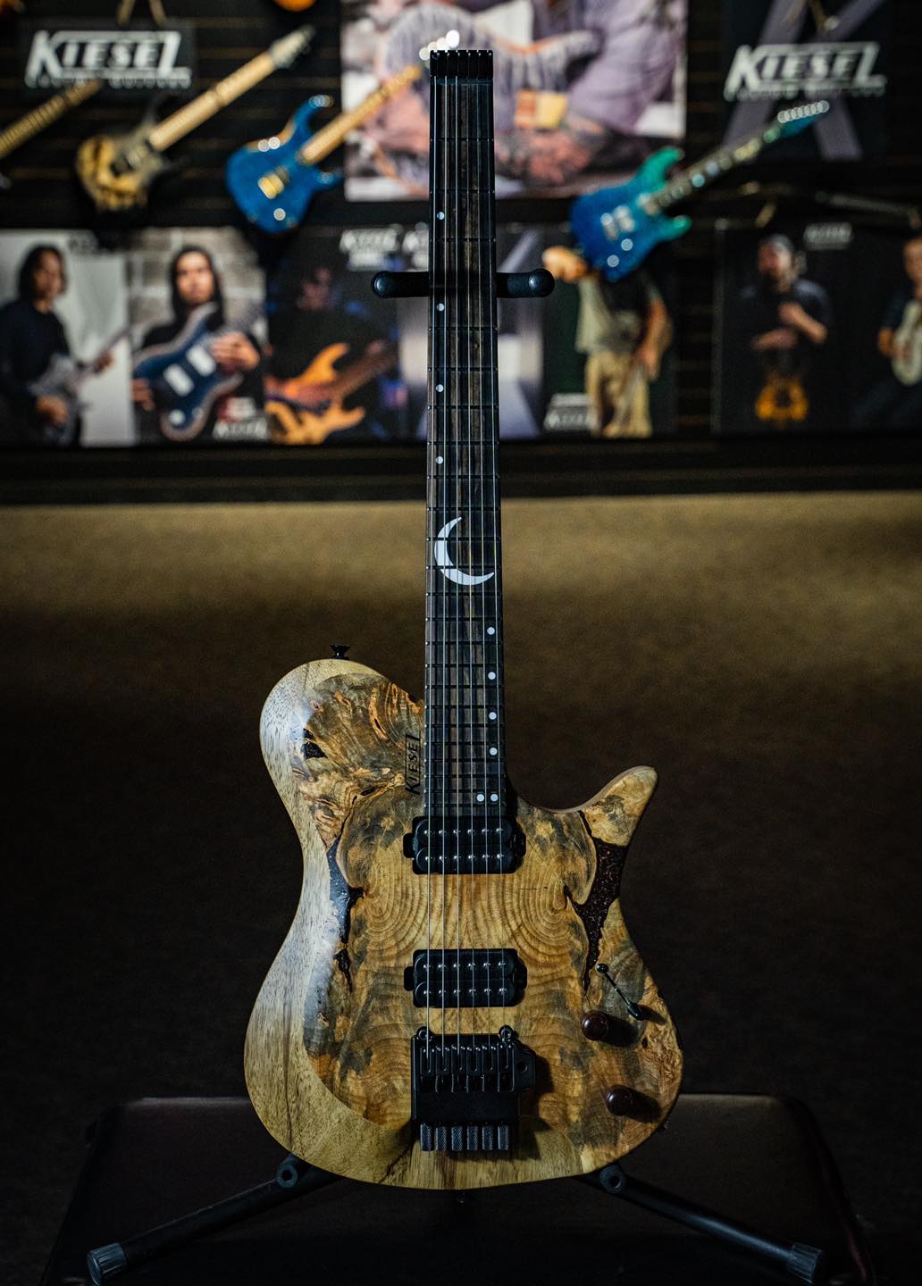 A gorgeous Zeus 6 string multiscale with a Birdseye Maple fretboard.