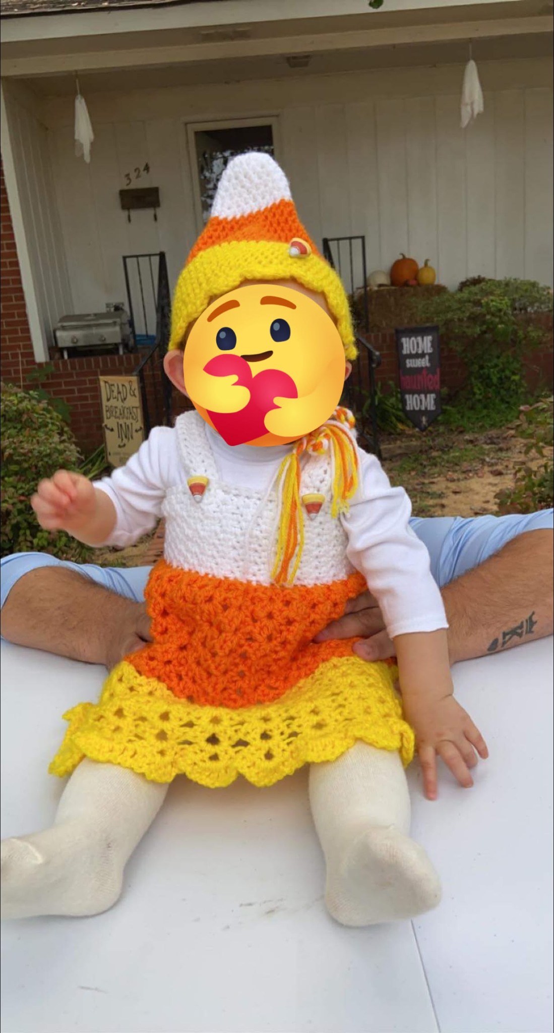 Adorable Crocheted Candy Corn Halloween Costume for Baby