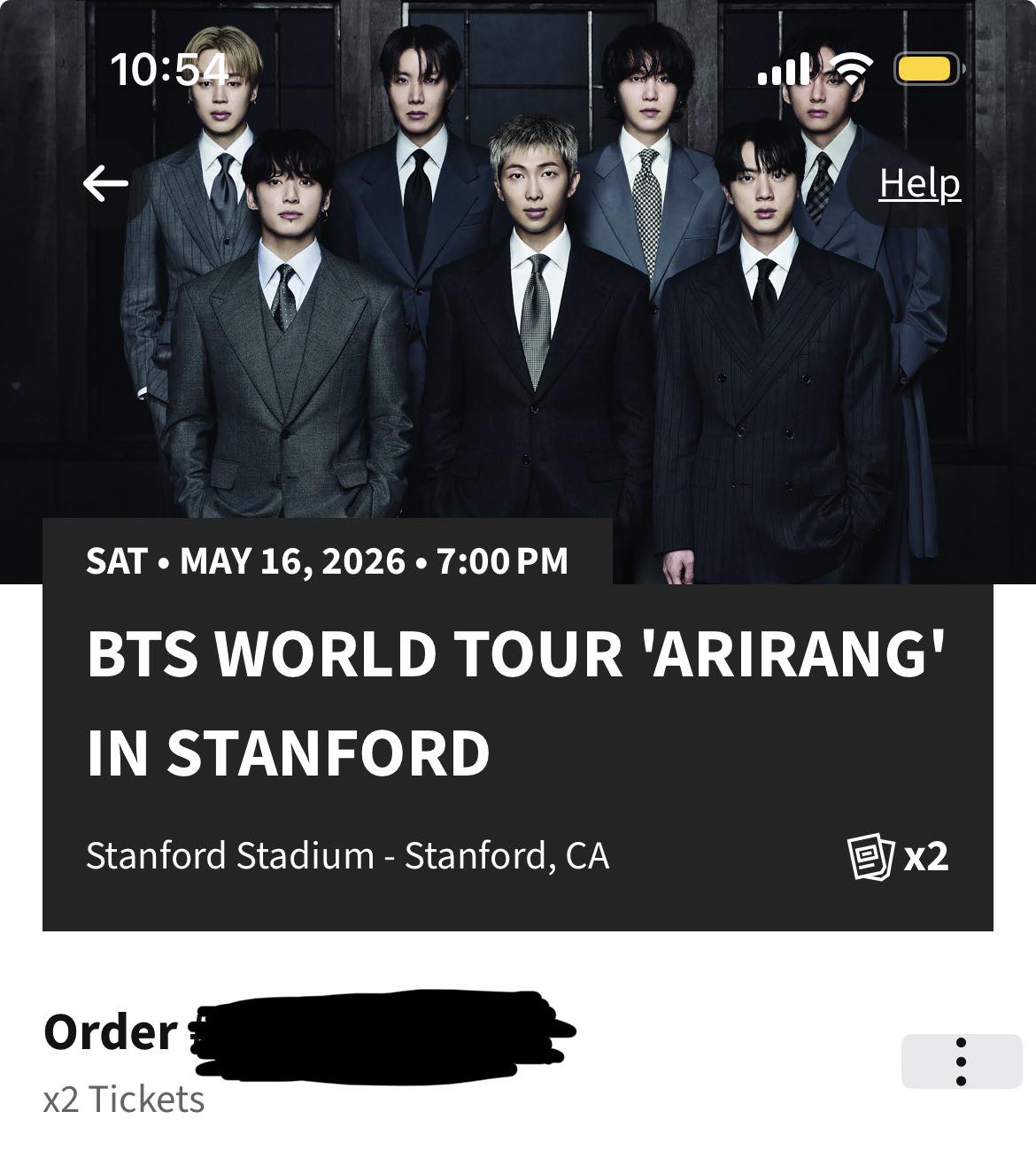 BTS Arirang tour tickets for sale at Stanford, CA