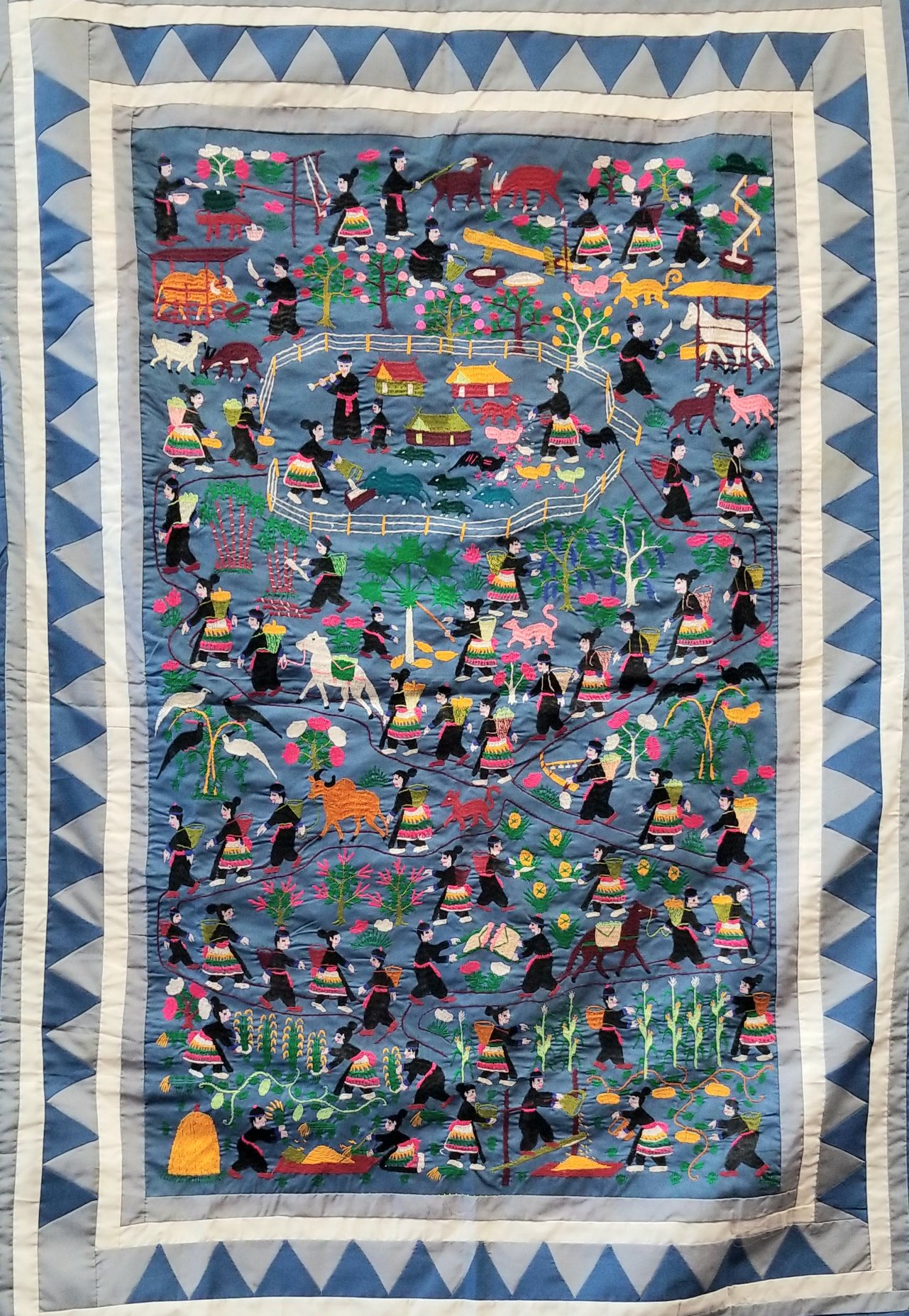Kohler - Hmong Story Cloth This is an embroidery on cotton fabric 