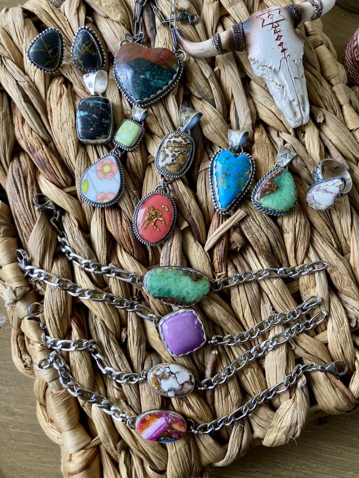 Custom black jack turquoise pendant by Christopher Thedeford
