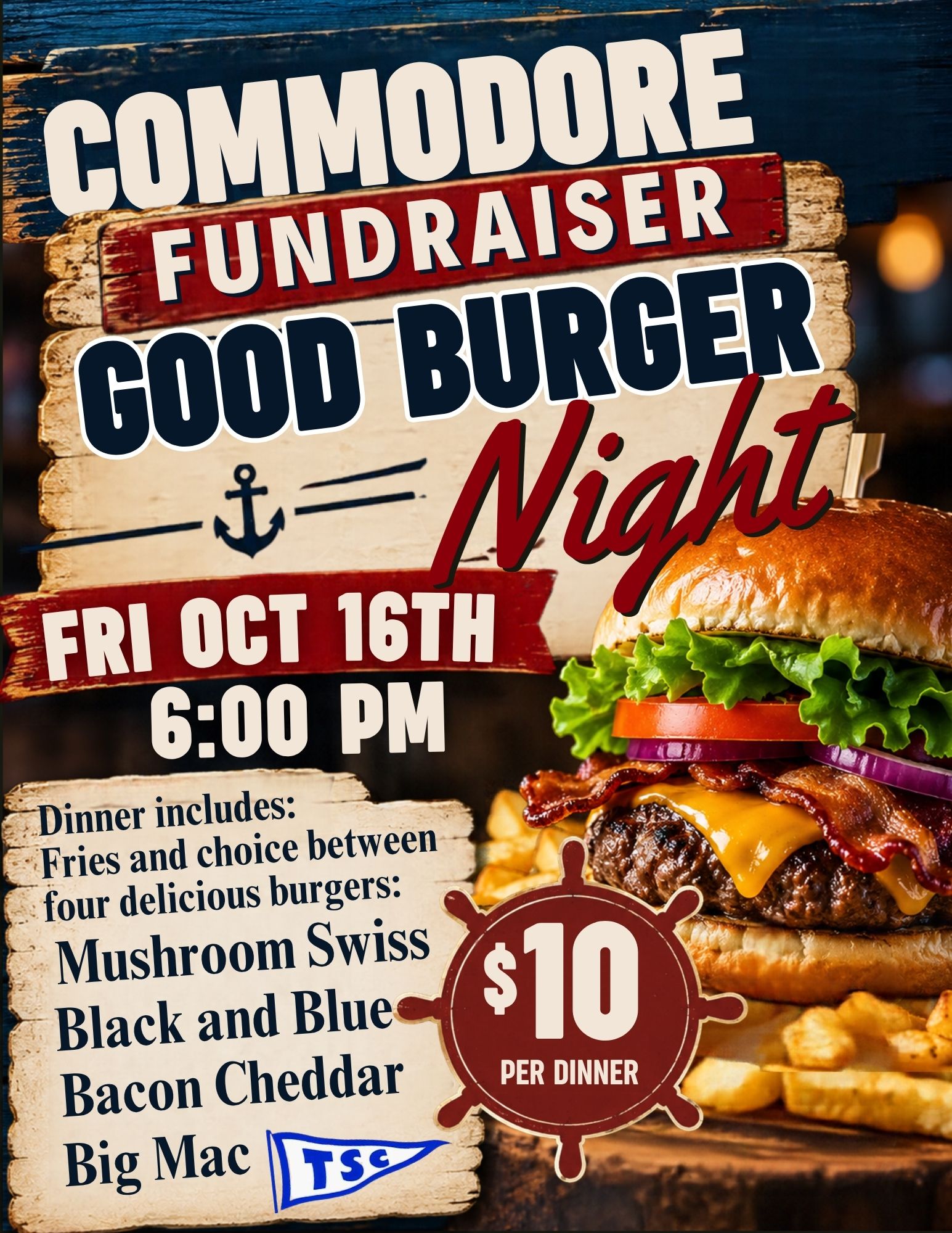 TSC Good Burger Night - Open to TSC Members, TSC Member Guest, AYC and ...