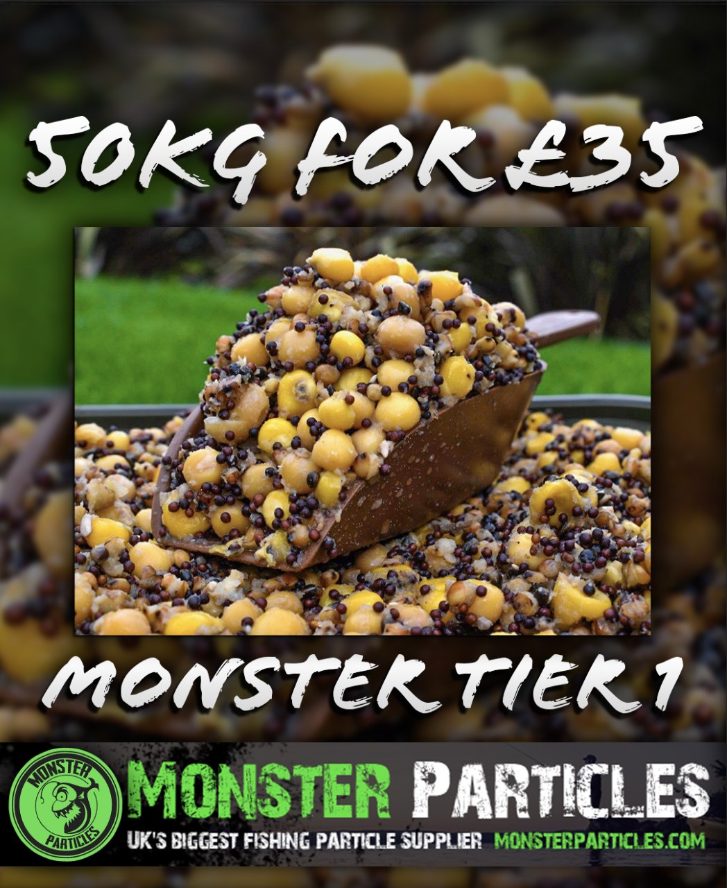 Impact Particles - 50kg Monster Tier One + 20kg FREE Maize *** £35.00 ...