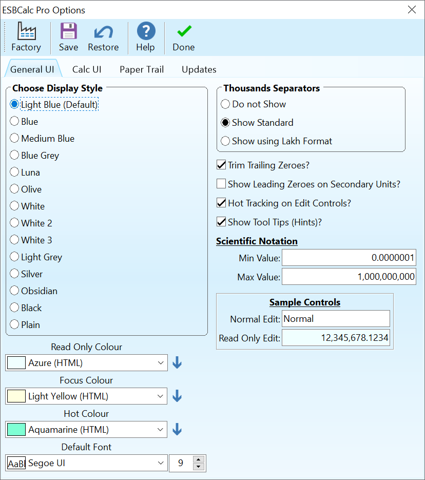 ESB Calculators & Unit Conversion Software