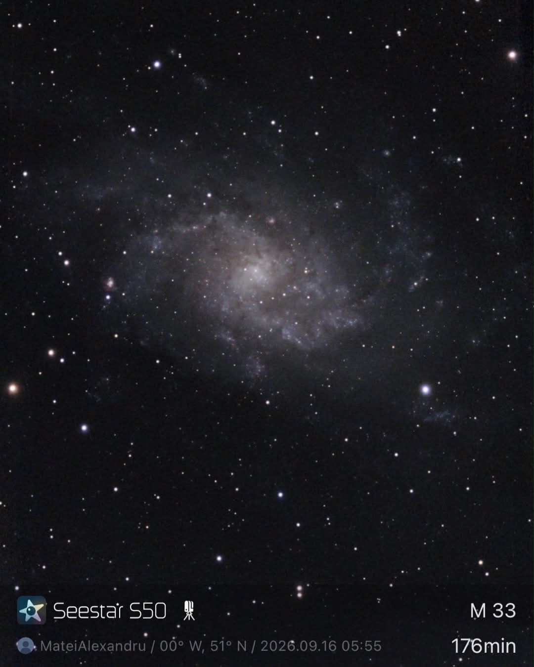 『星』 01/30/2025 Central Florida, Seestar S50, NGC 2403, a Spiral Galaxy