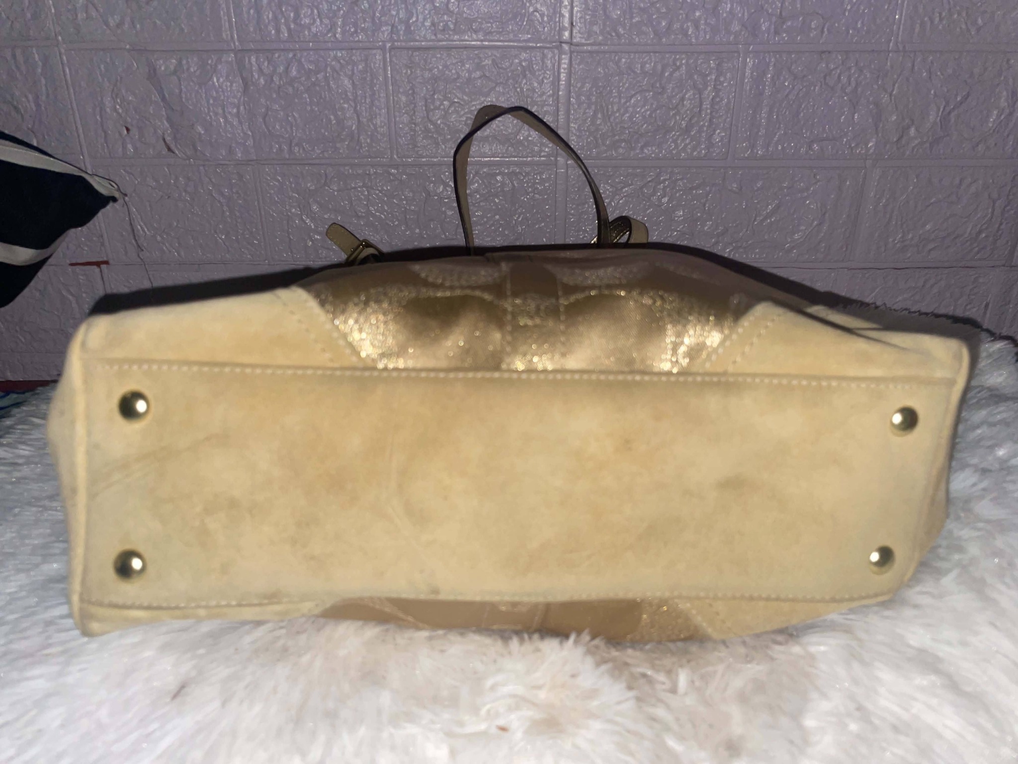 Original Coach Signature Beaded Leather Suede Tote Bag
