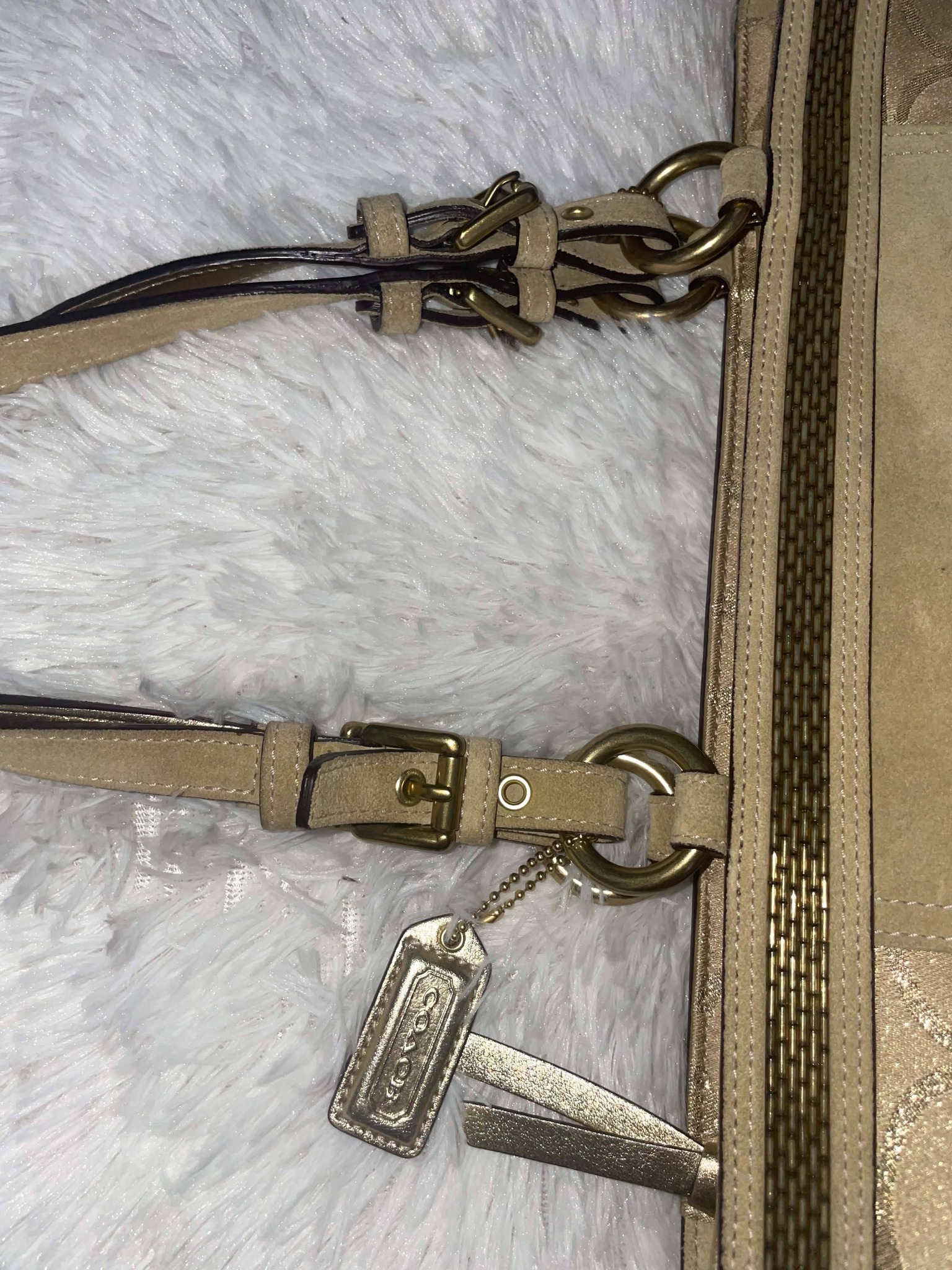 Original Coach Signature Beaded Leather Suede Tote Bag