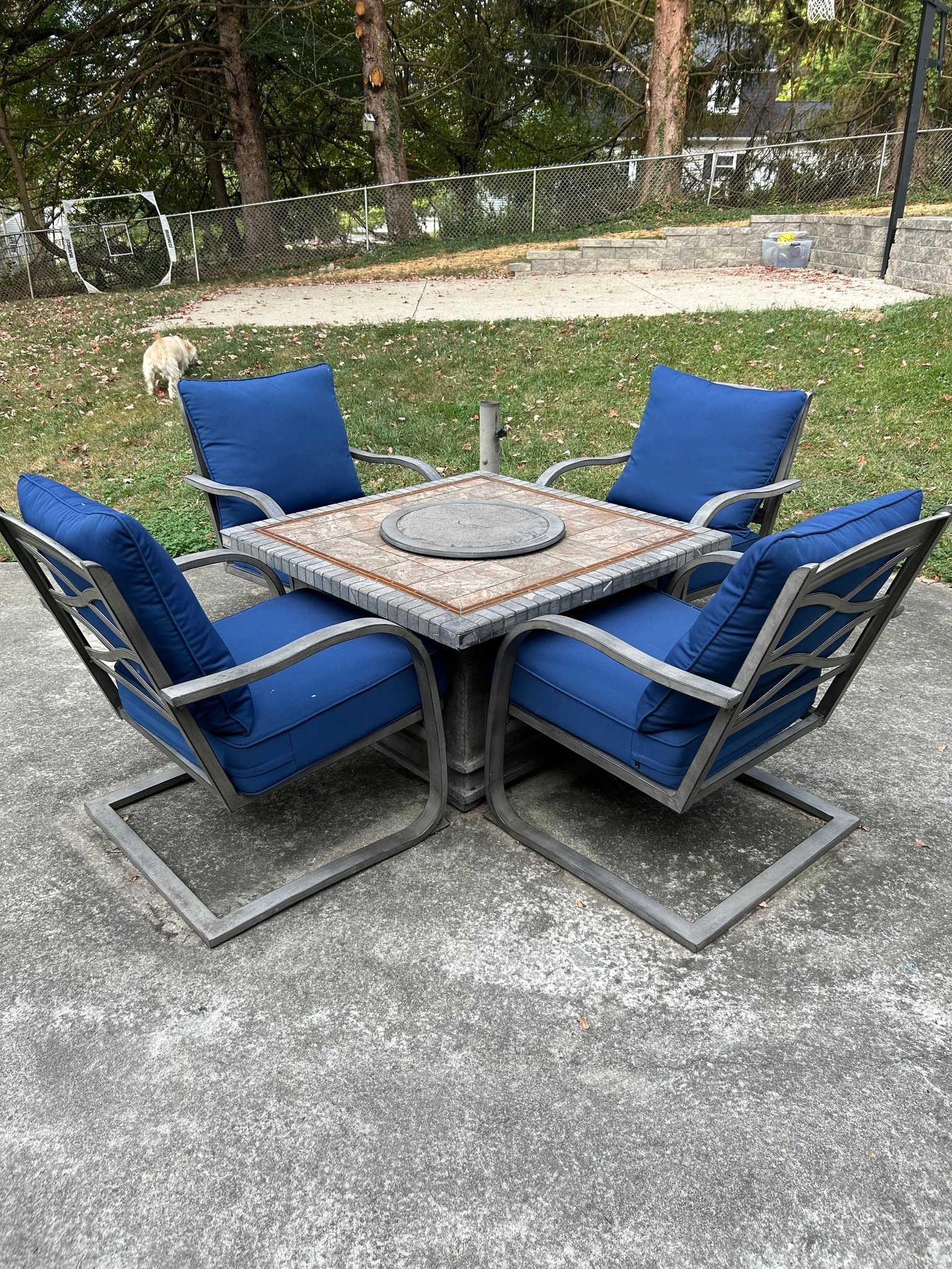 Patio Glow Fire Pit Table with Matching Chairs - Outdoor Furniture Sets