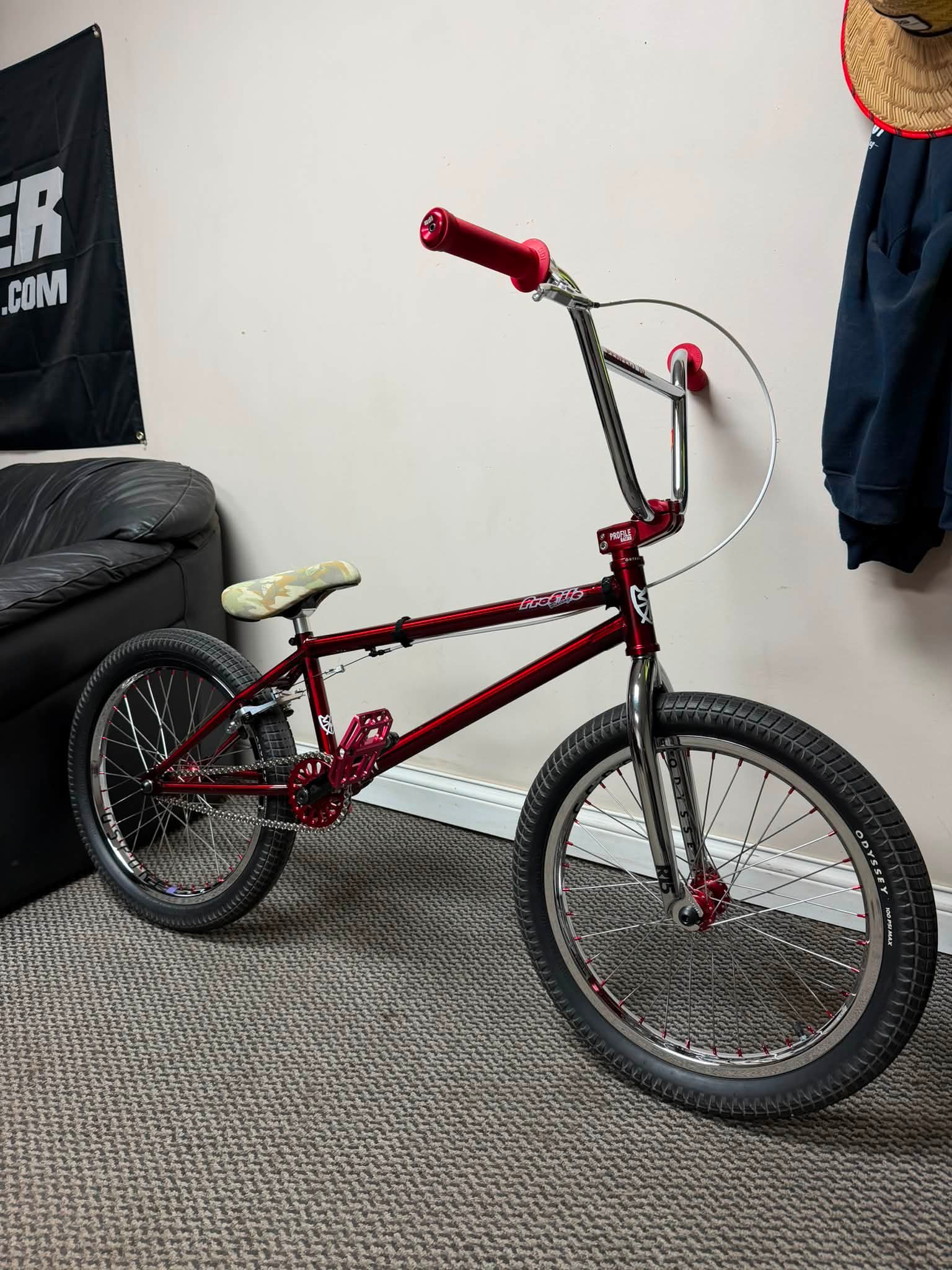 Custom red BMX bike build with S&M ATF and Kink parts