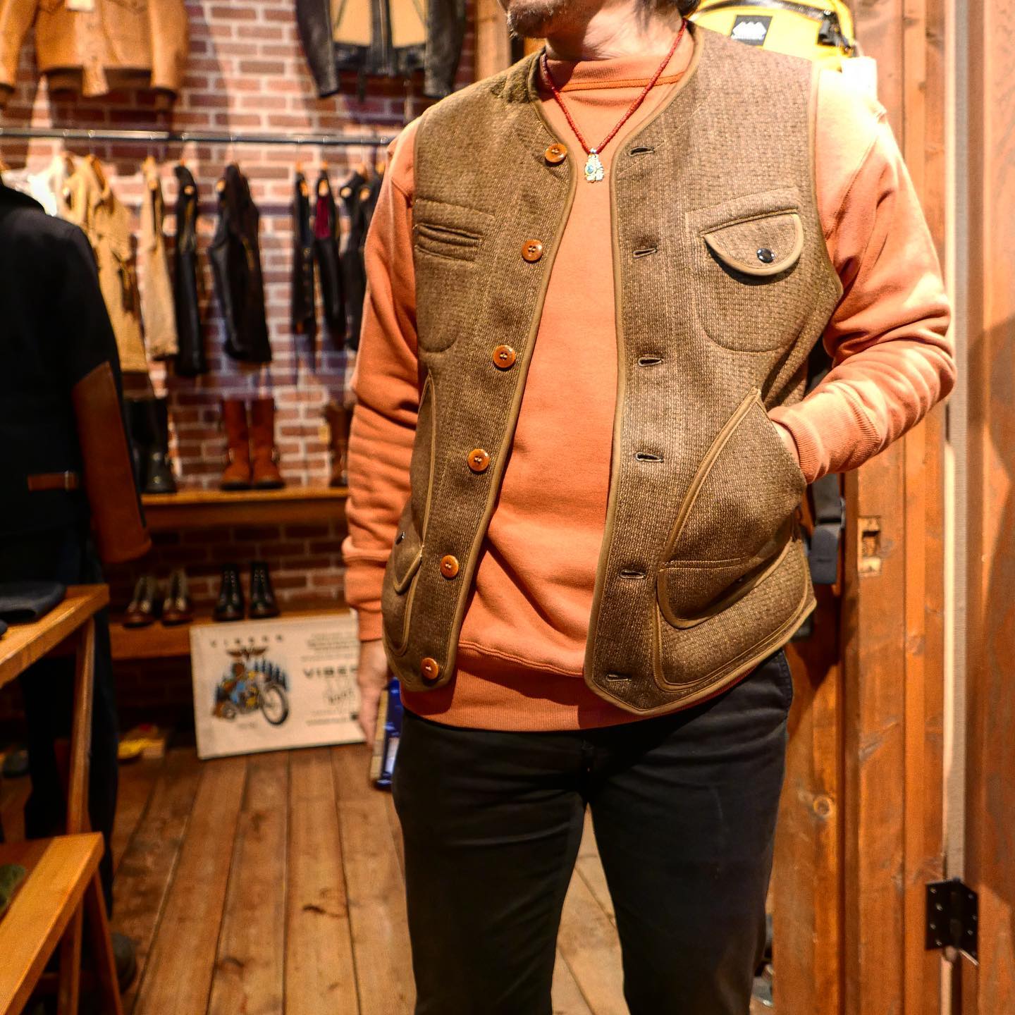 FREEWHEELERS フリーホイーラーズ ビーチクロス ベスト 40 FREEWHEELERS #2031018 -GRATE LAKES GMT.MFG.CO.- “Bridgeport”VEST
