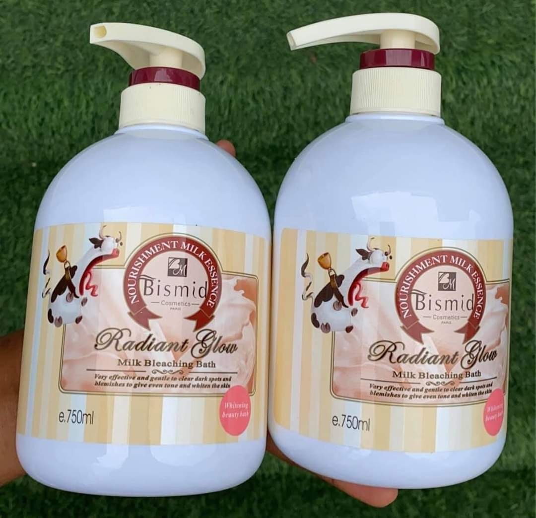 Gel Douche Blanchissant Bismid Super Bleaching Milk - 1000ml, Lait De Chèvre, Pour Taches Et éclaircissement