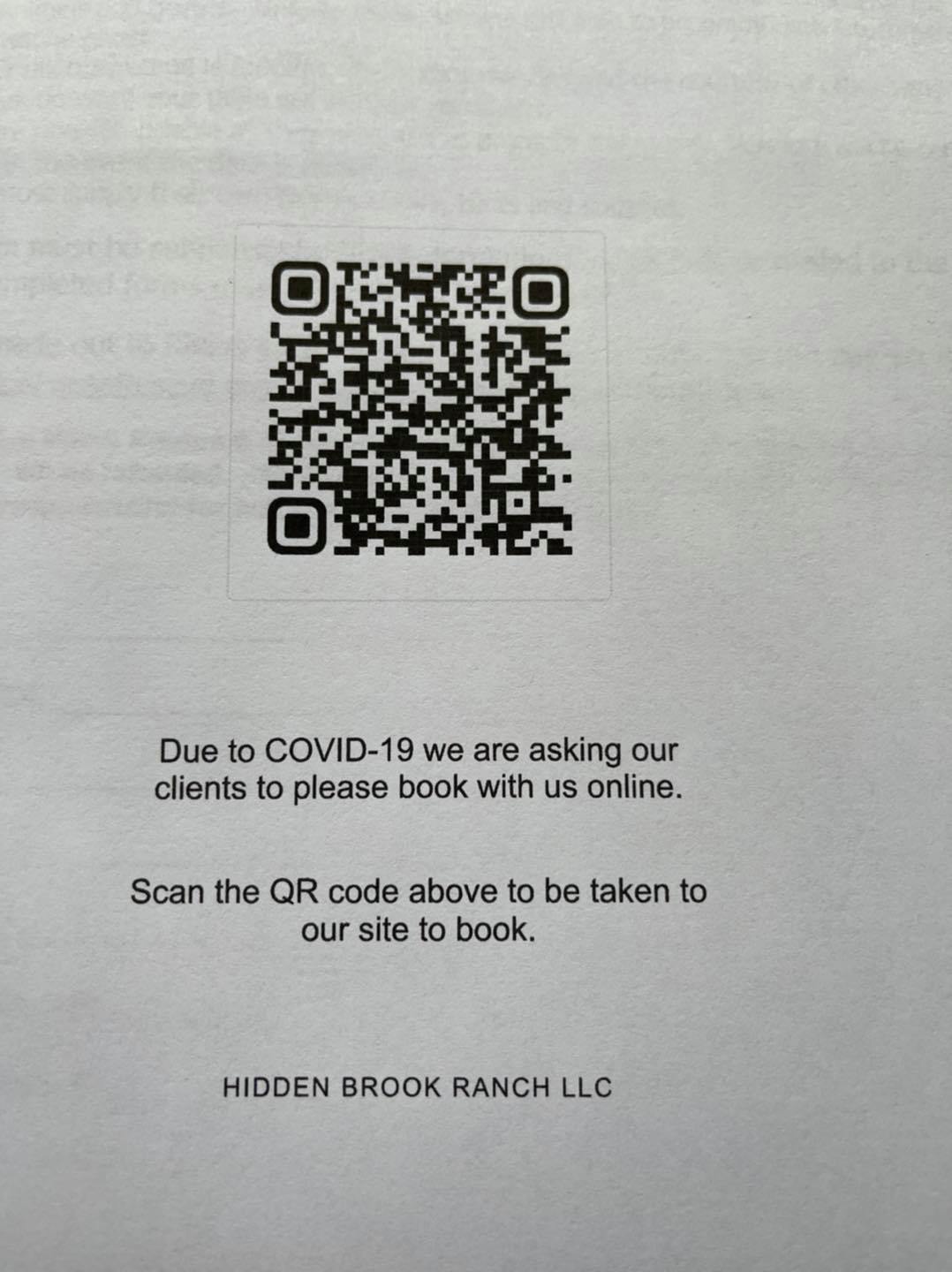 Please use this QR code to book... - Hidden Brook Ranch LLC | Facebook