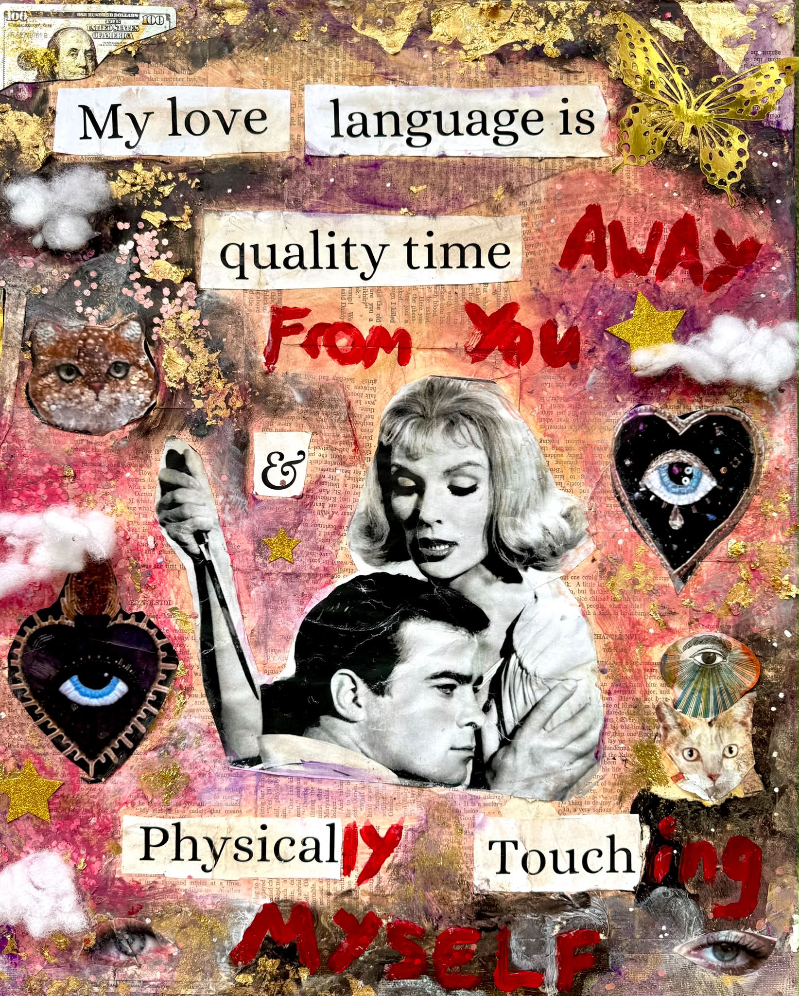 Mixed-media collage art by Sabrina Hadia on 16x20 canvas