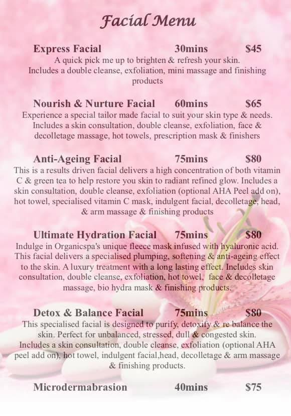 Check out the amazing facial menu!!... - Bloom & Grace Beauty | Facebook