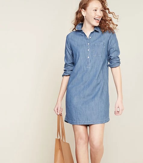 old navy denim shift dress This Chambray Shirt is on sale for $20 TODAY! A classic and staple item for your closet! https://shopstyle.it/l/bs5ii (affil) SIZE:5/6 Cynthia Rowley Halterneck Long Fabric:WOVEN Womens dresses Casual dresses Lightweight organic