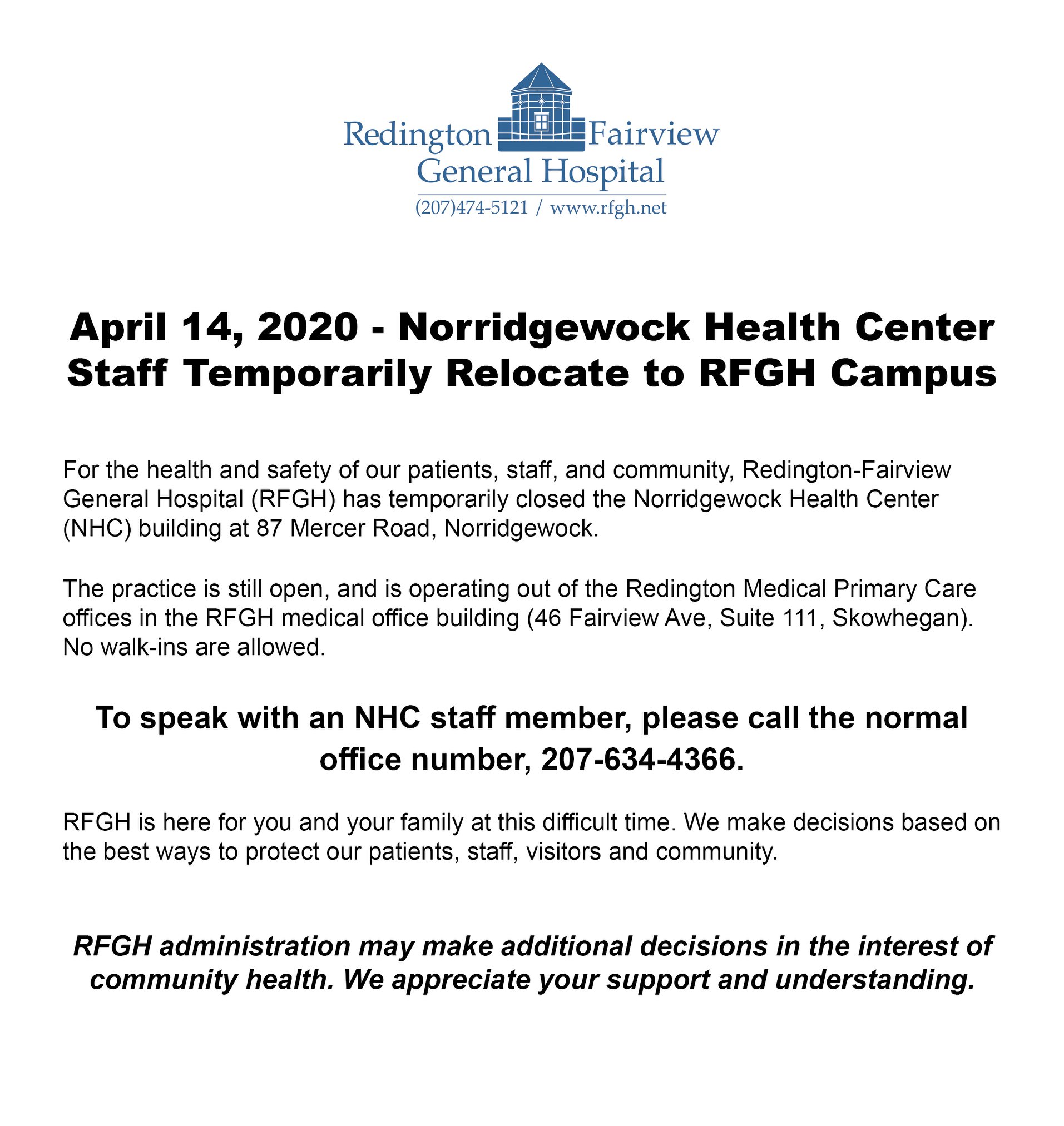 Norridgewock Health... - Redington-Fairview General Hospital | Facebook