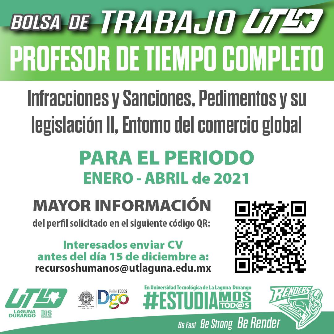 Bolsa de trabajo UTLD PROFESOR DE... - UT Laguna Durango