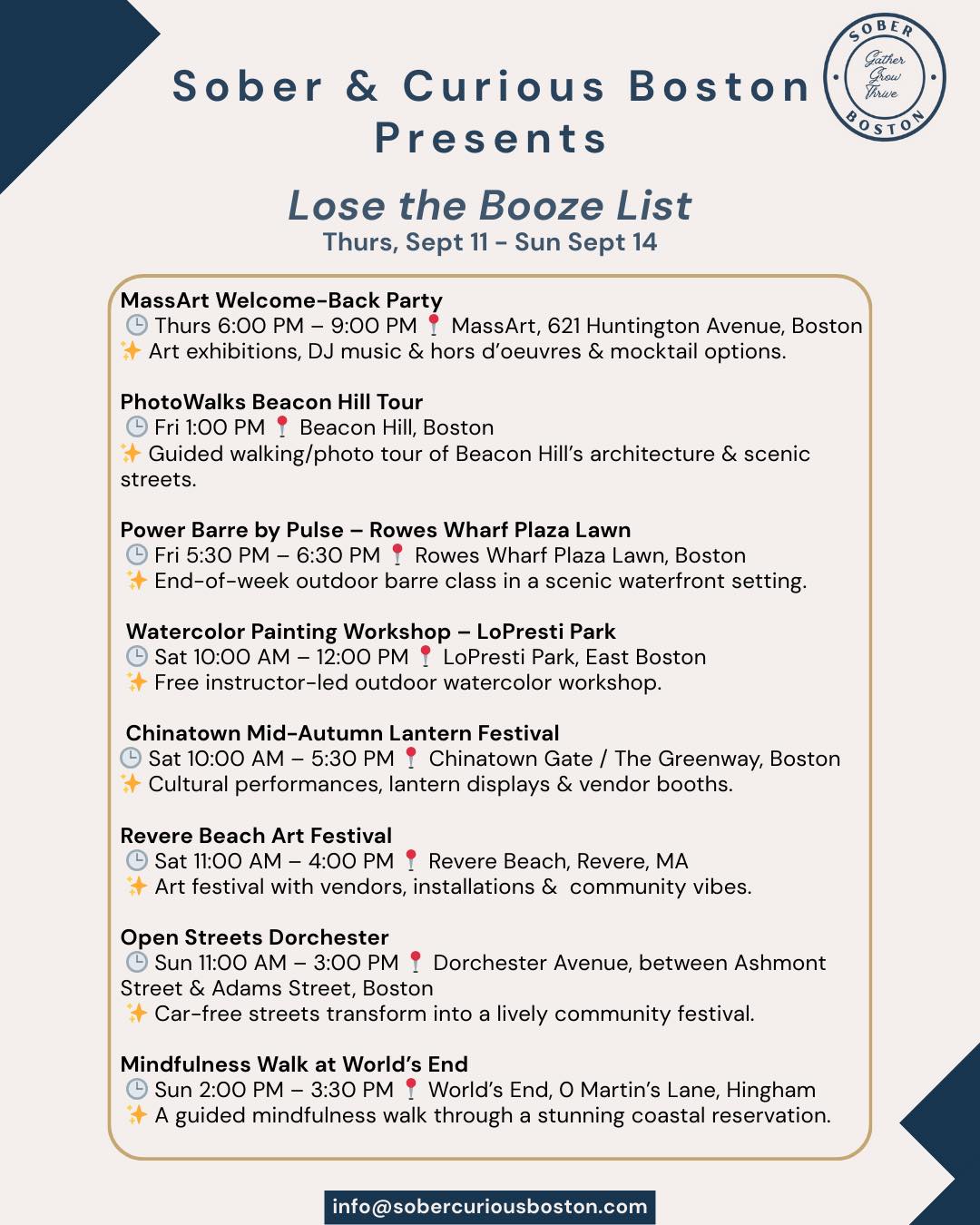 Sober events in Boston this weekend