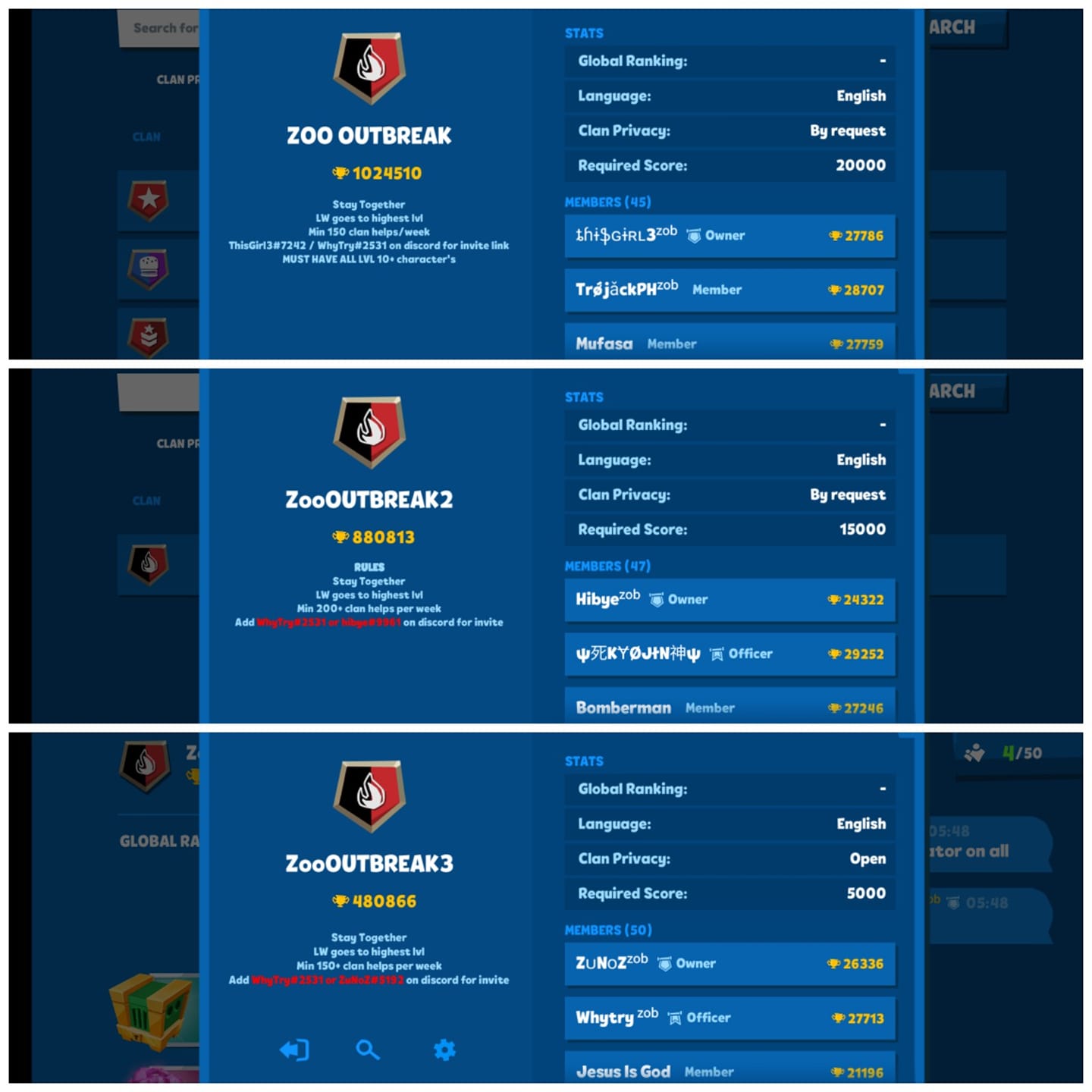 IGN: Y_dzc Clan: Flow Rank: 3 star Garapalan