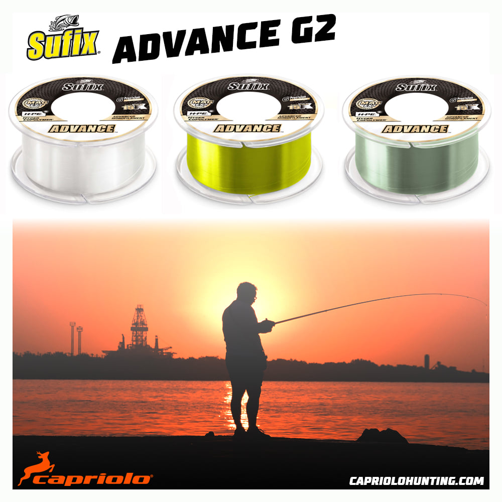 Fil De Pêche Sufix Nylon Advance G2 Yellow - 150 Mètres - Diamètre 0.16mm, Résistance 2.9kg - Couleur Jaune Haute Visibilité