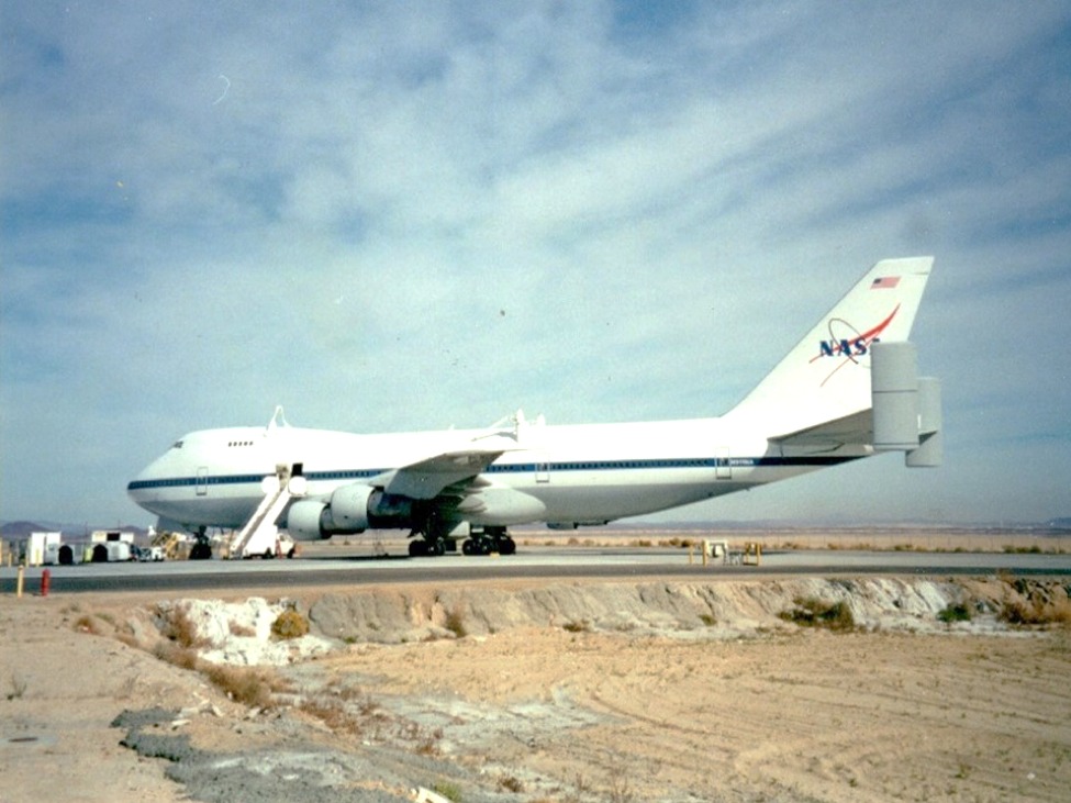 NASA's two Shuttle Carrier Aircraft in flight. These heavily