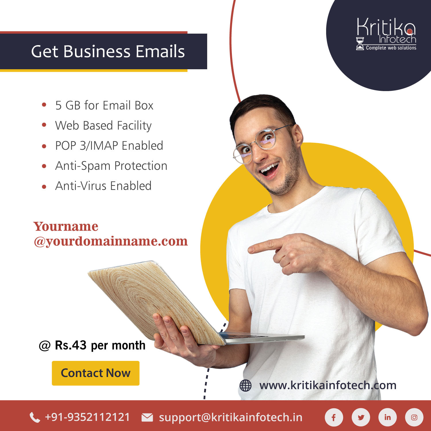 Kritika Infotech - Get corporate email id on your domain with useful ...