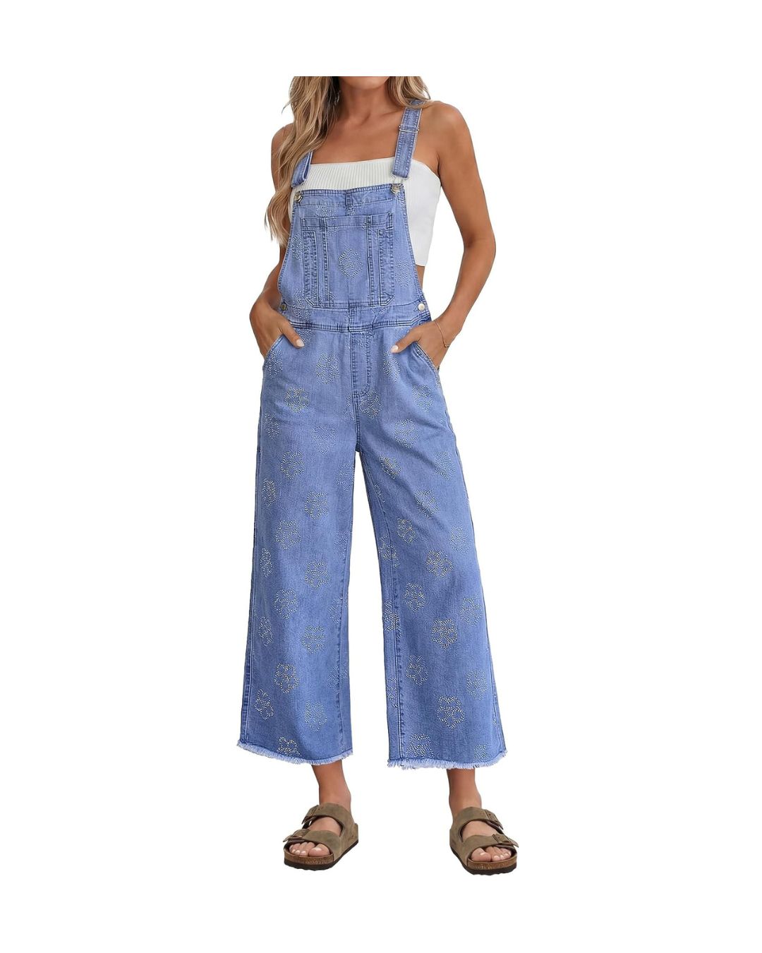 Cute overall with flower details for $12.99