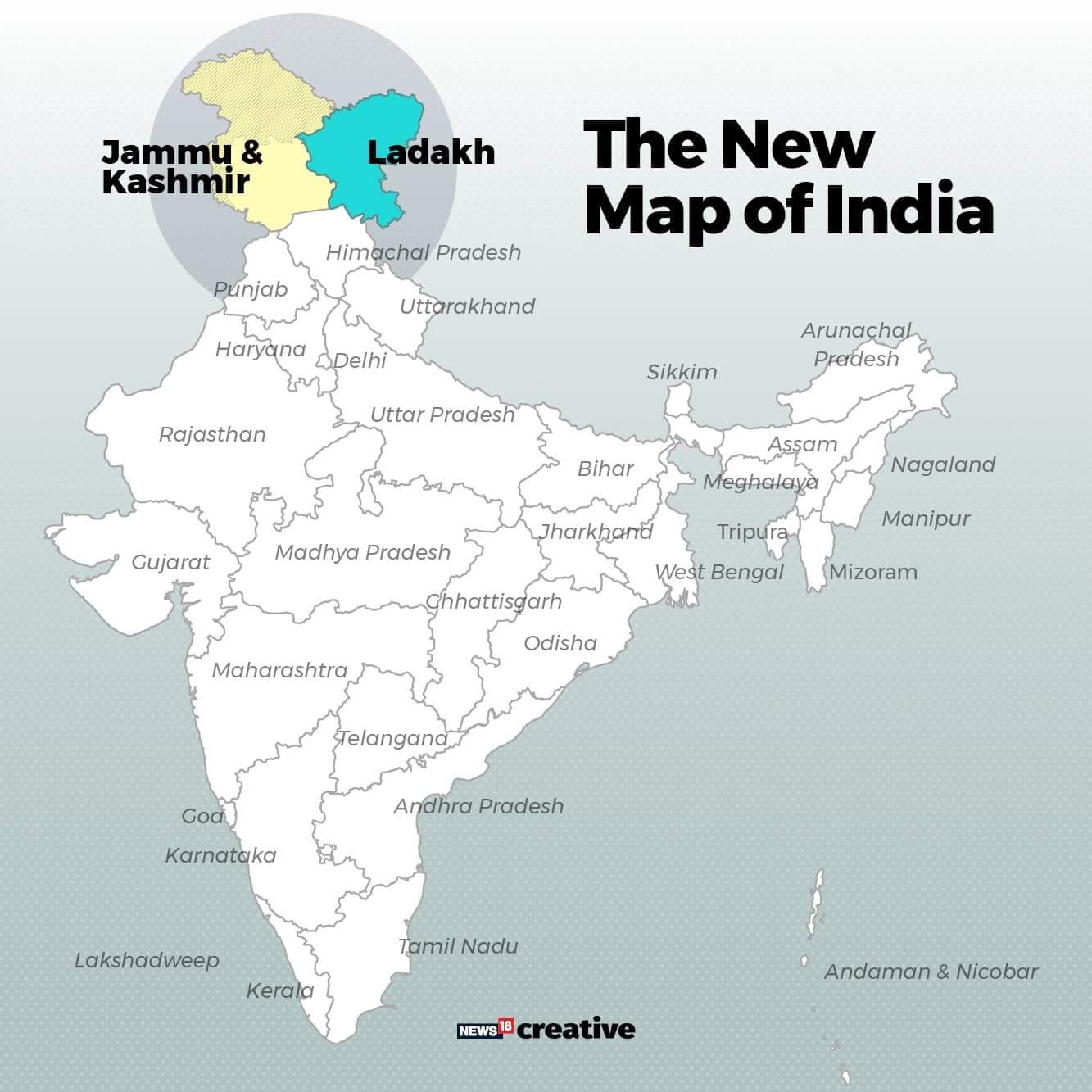 Here's the new map of India after... - Indians in Spain | Facebook