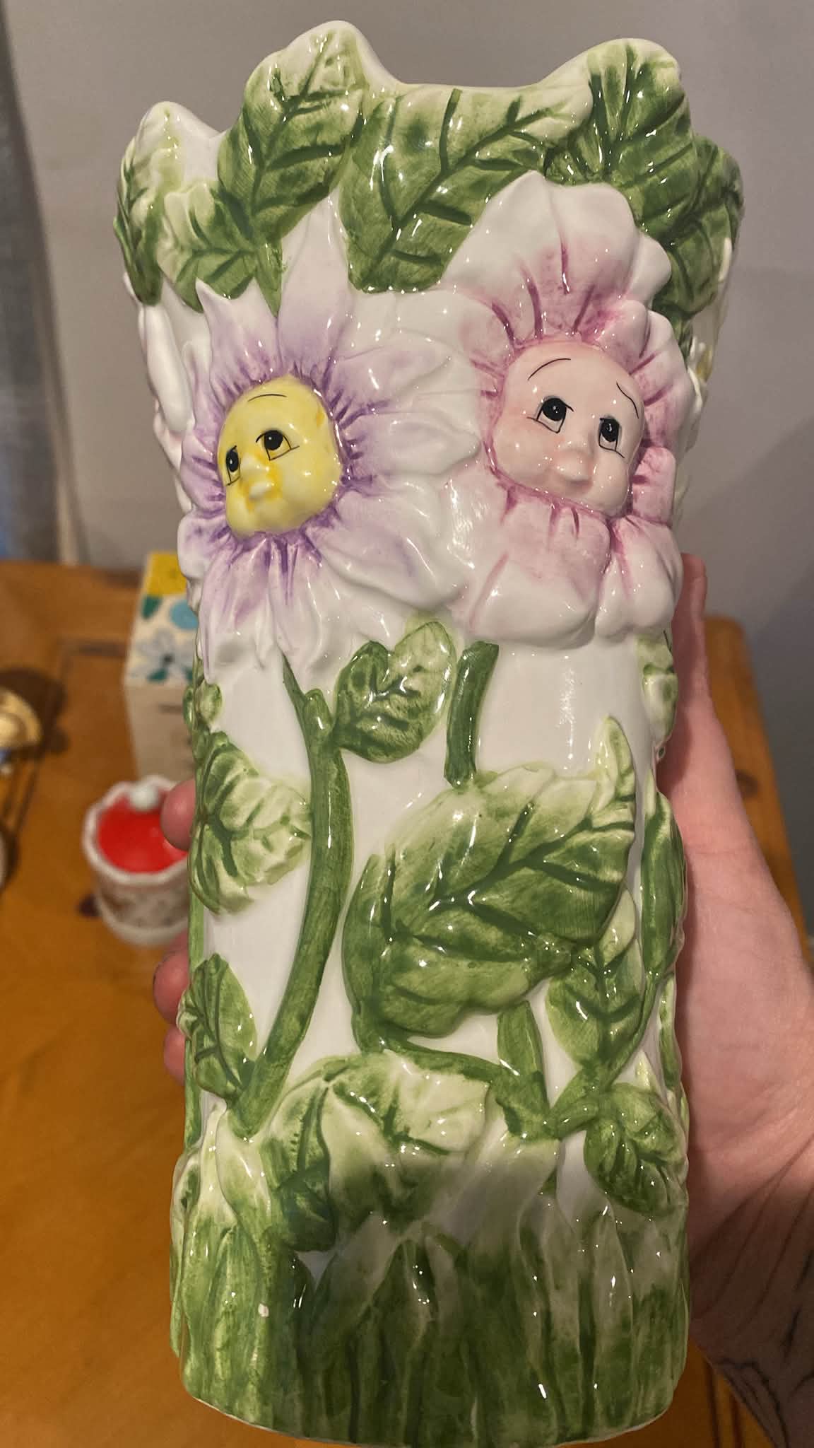 Vintage Anthropomorphic Italian Flower Face Vase for sale at $250