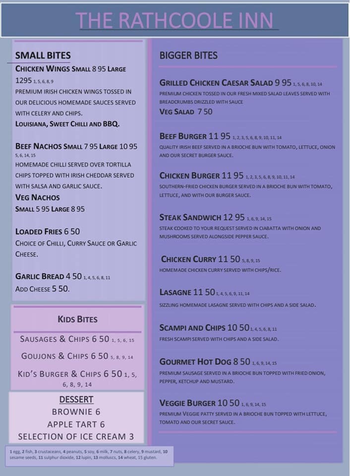 Have a look at our menus! 👀 Offering... - The Rathcoole Inn | Facebook