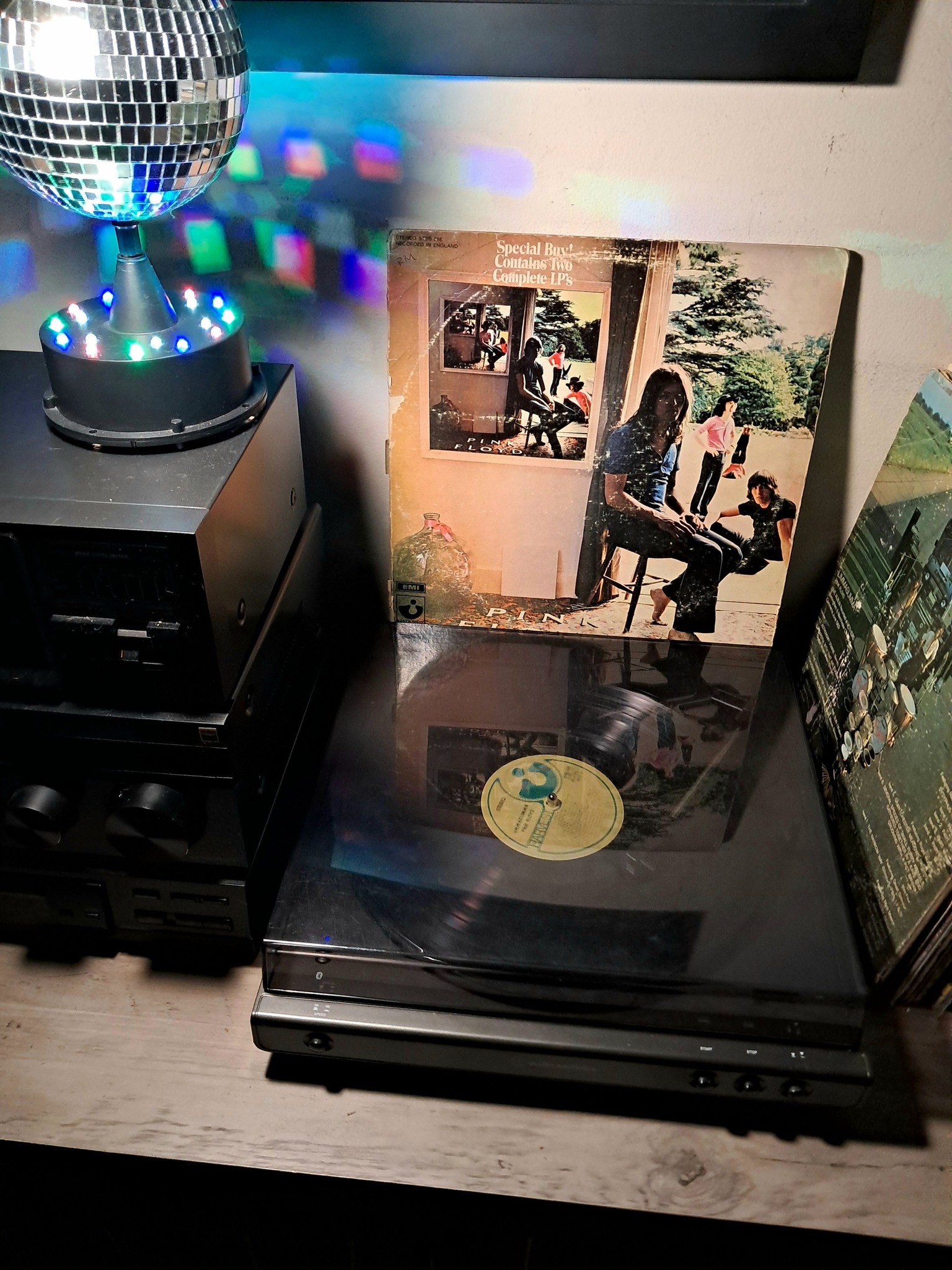 Late night spin with Ummagumma album by Pink Floyd on Harvest 