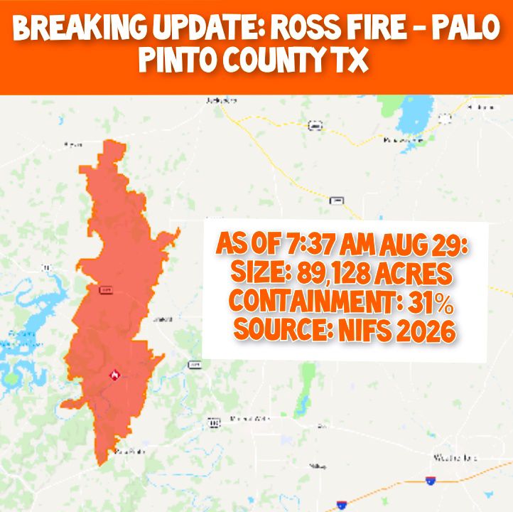 The Ross Fire in Palo Pinto County remained active on all flanks
