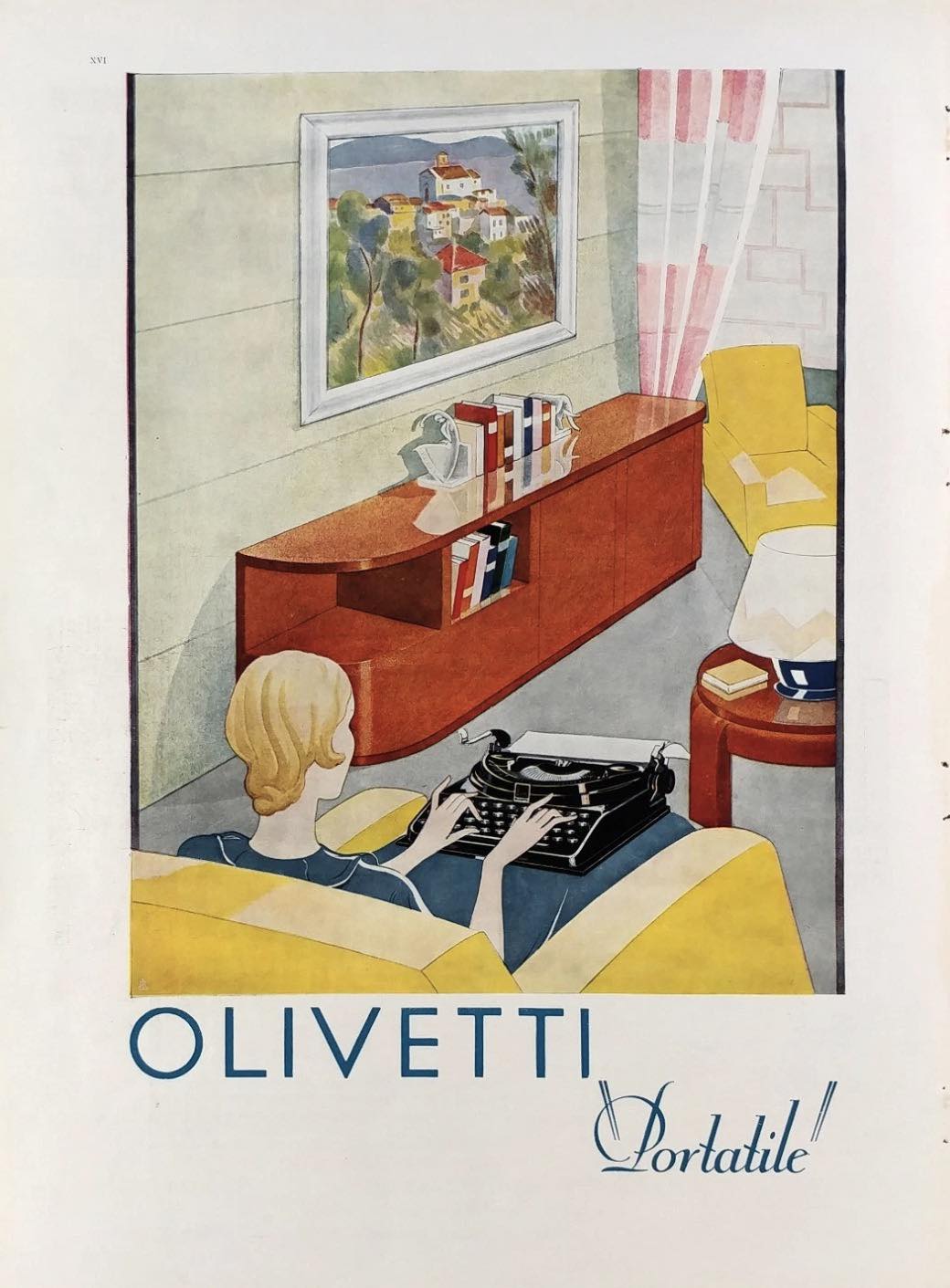 This is a print of an old ad for Olivetti Valentine that I really