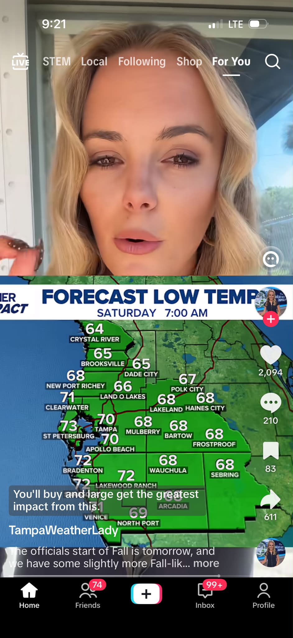 Happy Turn 7’2” THREE WEATHER Not this lady talking about Tampa getting a cold front and these
