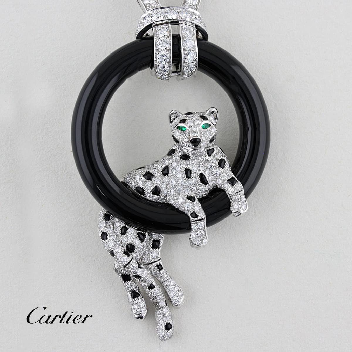 Art Deco | Rare Cartier Diamond & Emerald Panthère Necklace, crafted in ...