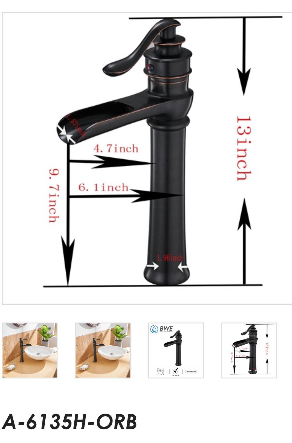 Kraus Ramus Single Handle Bathroom Faucet With Lift Rod Drain - Matte Black, Solid Brass, Water-Saving