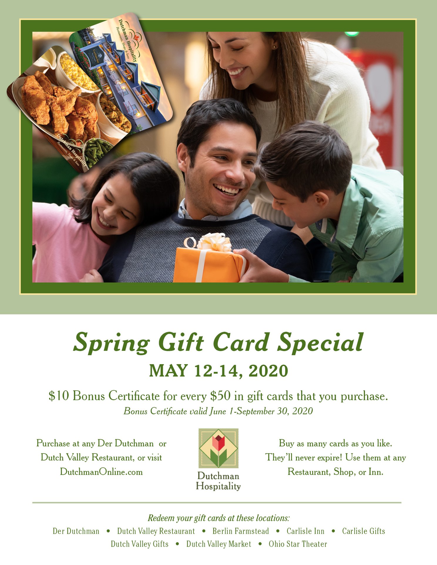 Dutchman - Spring Gift Card Special ⭐️ENDS THURSDAY⭐️ Receive a FREE ...