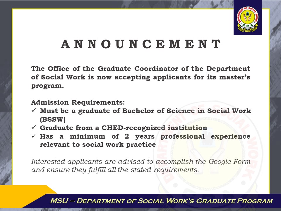 A N N... - MSU - Department of Social Work’s Graduate Program | Facebook